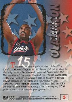 1996 Fleer USA #5 Hakeem Olajuwon Back