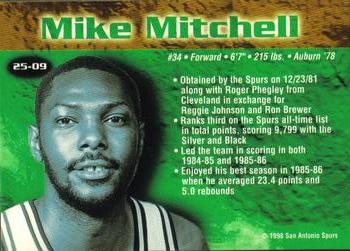 1998 San Antonio Spurs 25th Anniversary Team #25-09 Mike Mitchell Back