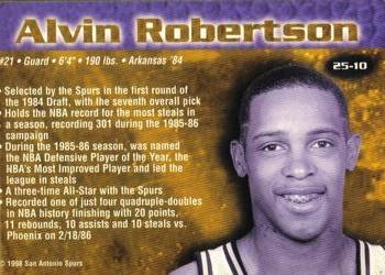 1998 San Antonio Spurs 25th Anniversary Team #25-10 Alvin Robertson Back