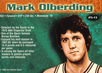 1998 San Antonio Spurs 25th Anniversary Team #25-13 Mark Olberding Back
