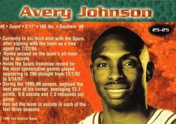 1998 San Antonio Spurs 25th Anniversary Team #25-25 Avery Johnson Back