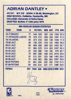 1988 Kenner Starting Lineup Cards #3538107040 Adrian Dantley Back