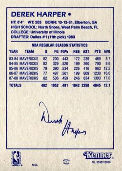 1988 Kenner Starting Lineup Cards #3538113030 Derek Harper Back