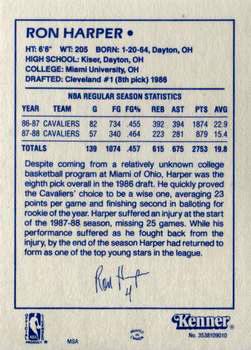1988 Kenner Starting Lineup Cards #3538109010 Ron Harper Back