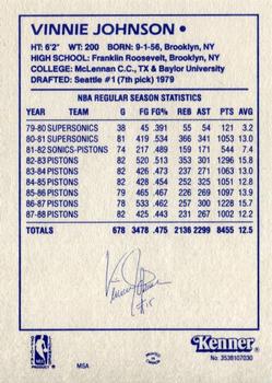 1988 Kenner Starting Lineup Cards #3538107030 Vinnie Johnson Back