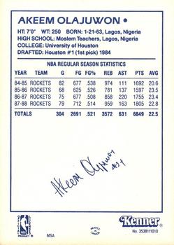 1988 Kenner Starting Lineup Cards #3538111010 Akeem Olajuwon Back