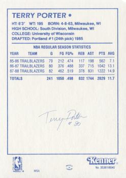 1988 Kenner Starting Lineup Cards #3538118040 Terry Porter Back