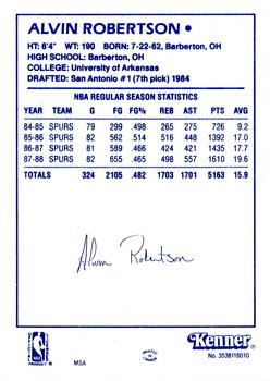 1988 Kenner Starting Lineup Cards #3538116010 Alvin Robertson Back
