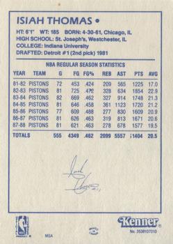 1988 Kenner Starting Lineup Cards #3538107010 Isiah Thomas Back