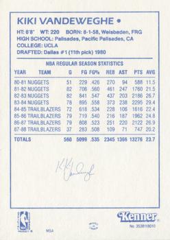 1988 Kenner Starting Lineup Cards #3538118010 Kiki Vandeweghe Back