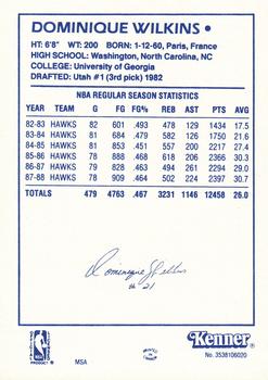1988 Kenner Starting Lineup Cards #3538106020 Dominique Wilkins Back