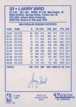 1990 Kenner Starting Lineup Cards #5140101010 Larry Bird Back