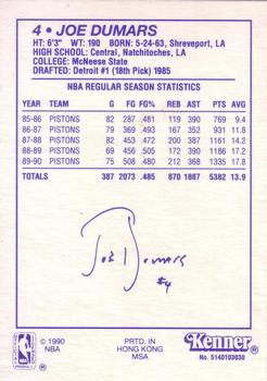 1990 Kenner Starting Lineup Cards #5140103030 Joe Dumars Back