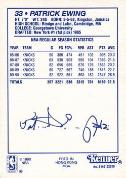 1990 Kenner Starting Lineup Cards #5140102010 Patrick Ewing Back