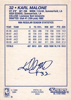 1990 Kenner Starting Lineup Cards #5140110050 Karl Malone Back