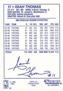 1990 Kenner Starting Lineup Cards #5140103010 Isiah Thomas Back