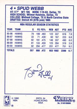 1990 Kenner Starting Lineup Cards #5140109080 Spud Webb Back