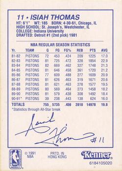 1991 Kenner Starting Lineup Cards #6184105020 Isiah Thomas Back