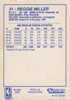 1992 Kenner Starting Lineup Cards #6743132000 Reggie Miller Back