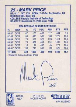 1992 Kenner Starting Lineup Cards #6743128000 Mark Price Back