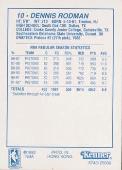 1992 Kenner Starting Lineup Cards #6743125000 Dennis Rodman Back