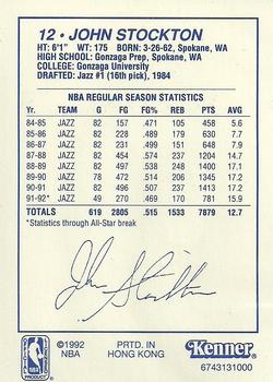 1992 Kenner Starting Lineup Cards #6743131000 John Stockton Back
