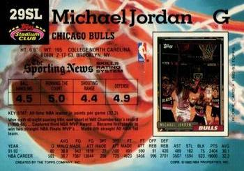 1993 Kenner/Topps Starting Lineup Cards #29SL Michael Jordan Back
