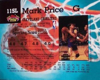 1993 Kenner/Topps Starting Lineup Cards #11SL Mark Price Back