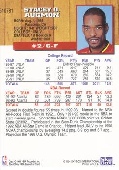 1994 Kenner/Hoops Starting Lineup Cards #510781 Stacey Augmon Back