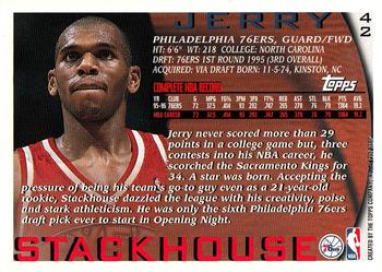 1997 Kenner/Topps/Upper Deck Starting Lineup Cards #42 Jerry Stackhouse Back