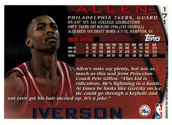 1997 Kenner/Topps/Upper Deck Starting Lineup Cards #171 Allen Iverson Back