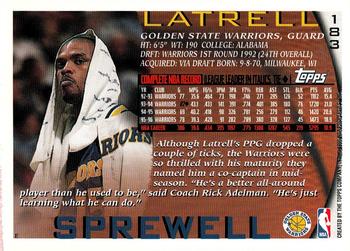 1997 Kenner/Topps/Upper Deck Starting Lineup Cards #183 Latrell Sprewell Back