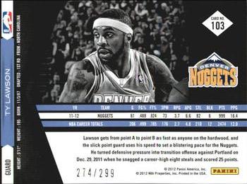 2011-12 Panini Limited #103 Ty Lawson Back