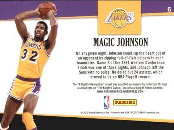 2011-12 Hoops - A Night to Remember #6 Magic Johnson Back
