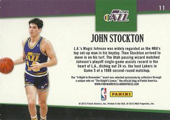 2011-12 Hoops - A Night to Remember #11 John Stockton Back