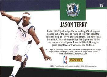 2011-12 Hoops - A Night to Remember #19 Jason Terry Back