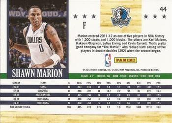 2011-12 Hoops - Artist's Proofs #44 Shawn Marion Back