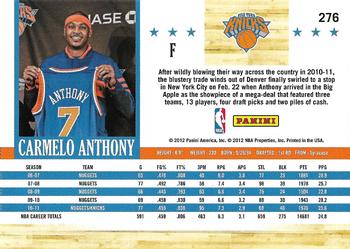 2011-12 Hoops - Artist's Proofs #276 Carmelo Anthony Back