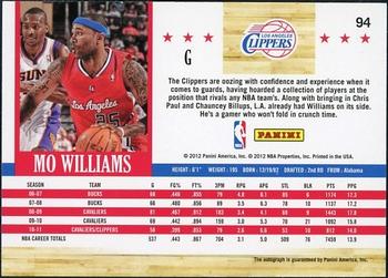 2011-12 Hoops - Autographs #94 Mo Williams Back