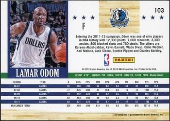 2011-12 Hoops - Autographs #103 Lamar Odom Back