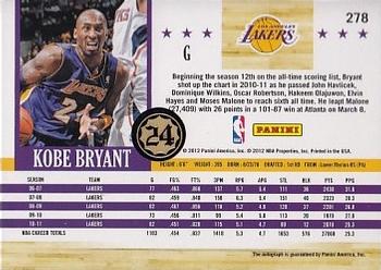 2011-12 Hoops - Autographs #278 Kobe Bryant Back