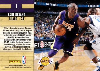 2011-12 Hoops - Courtside #1 Kobe Bryant Back