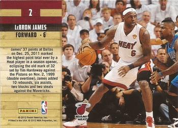 2011-12 Hoops - Courtside #2 LeBron James Back