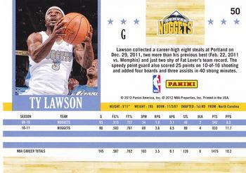 2011-12 Hoops - Glossy #50 Ty Lawson Back