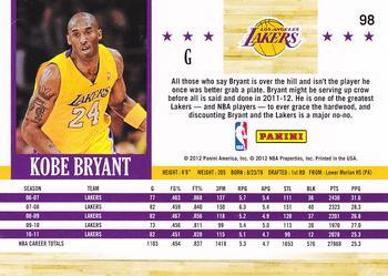 2011-12 Hoops - Glossy #98 Kobe Bryant Back