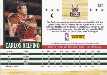 2011-12 Hoops - Glossy #124 Carlos Delfino Back