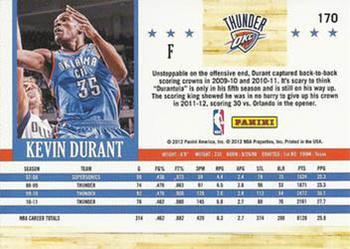 2011-12 Hoops - Glossy #170 Kevin Durant Back