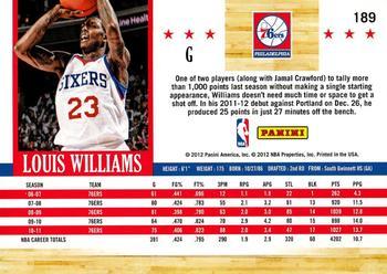 2011-12 Hoops - Glossy #189 Louis Williams Back