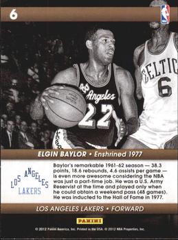 2011-12 Hoops - Hall of Fame Heroes #6 Elgin Baylor Back