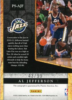 2011-12 Hoops - Private Signings #PS-AJF Al Jefferson Back